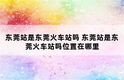 东莞站是东莞火车站吗 东莞站是东莞火车站吗位置在哪里